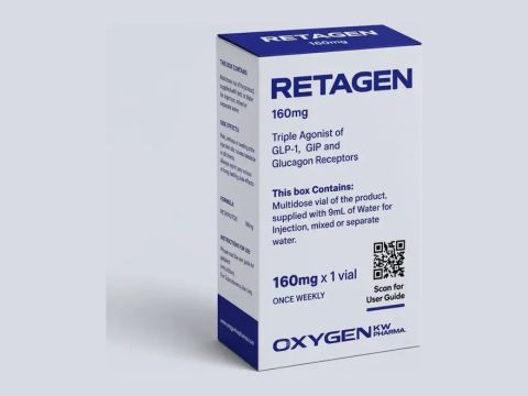Caixa da Oxygen Pharma com o nome Retagen e a dosagem 160 mg