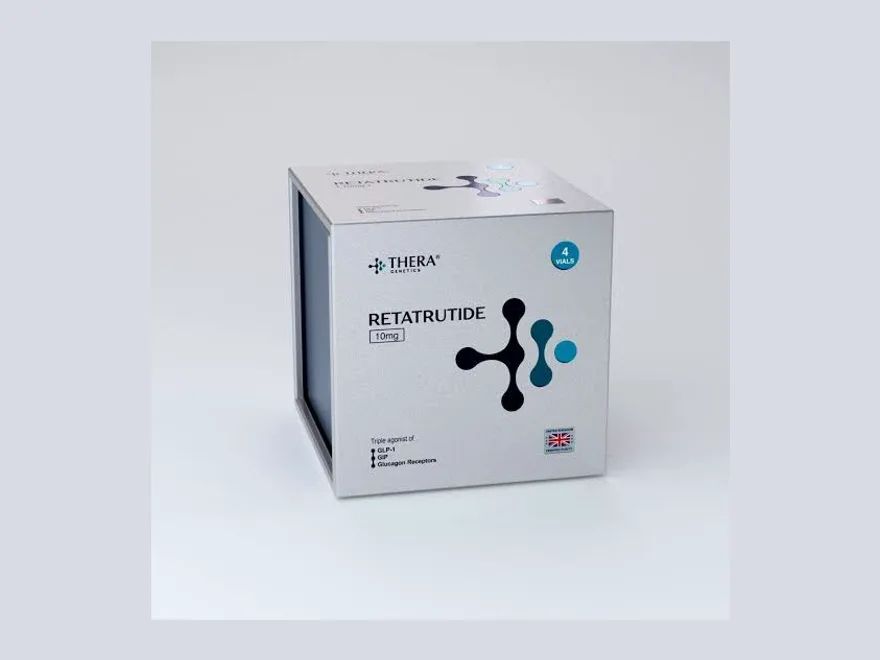 Caixa Thera Genetics Retatrutide 10 mg com quatro frascos